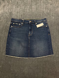 NWT DKNY Jeans 17" A Line Frayed Raw Hem Denim Skirt Women's 10 Blue Comfort