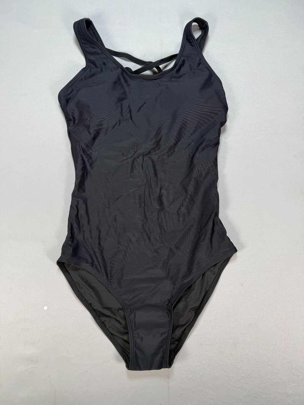 NWT Tempt Me Women One Piece Swimsuit Women's XS Black Ruched Tummy Criss Cross