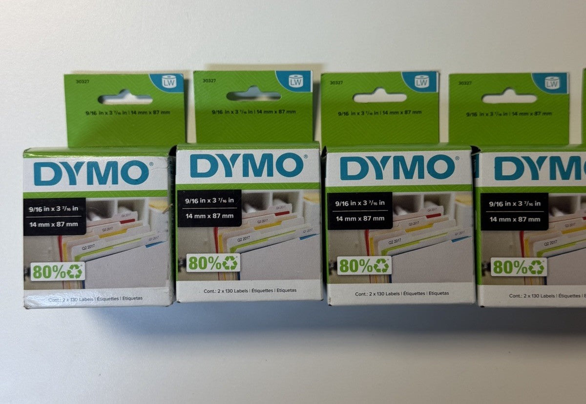 DYMO 30327 5 packs (2x130 labels in each) 9/16 In X 3-7/16" File Folder Labels