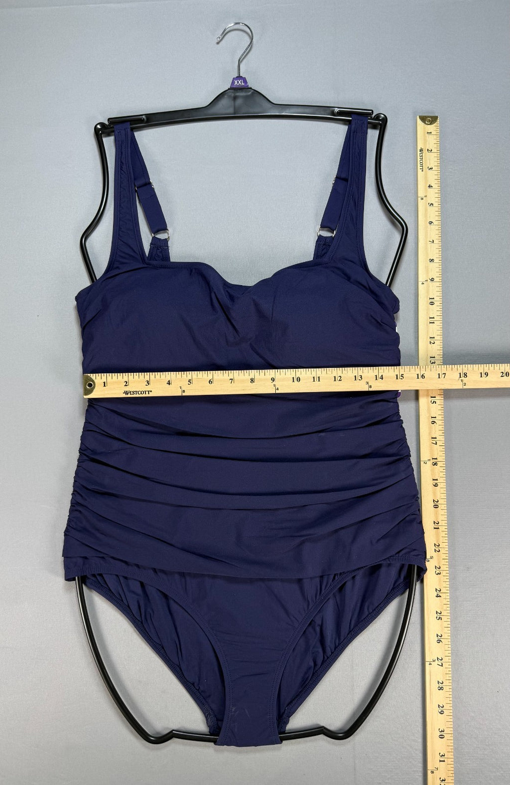 NWT Anne Cole Ruched One-Piece Swimsuit Women's 2XL Blue Sleeveless Summer Wear