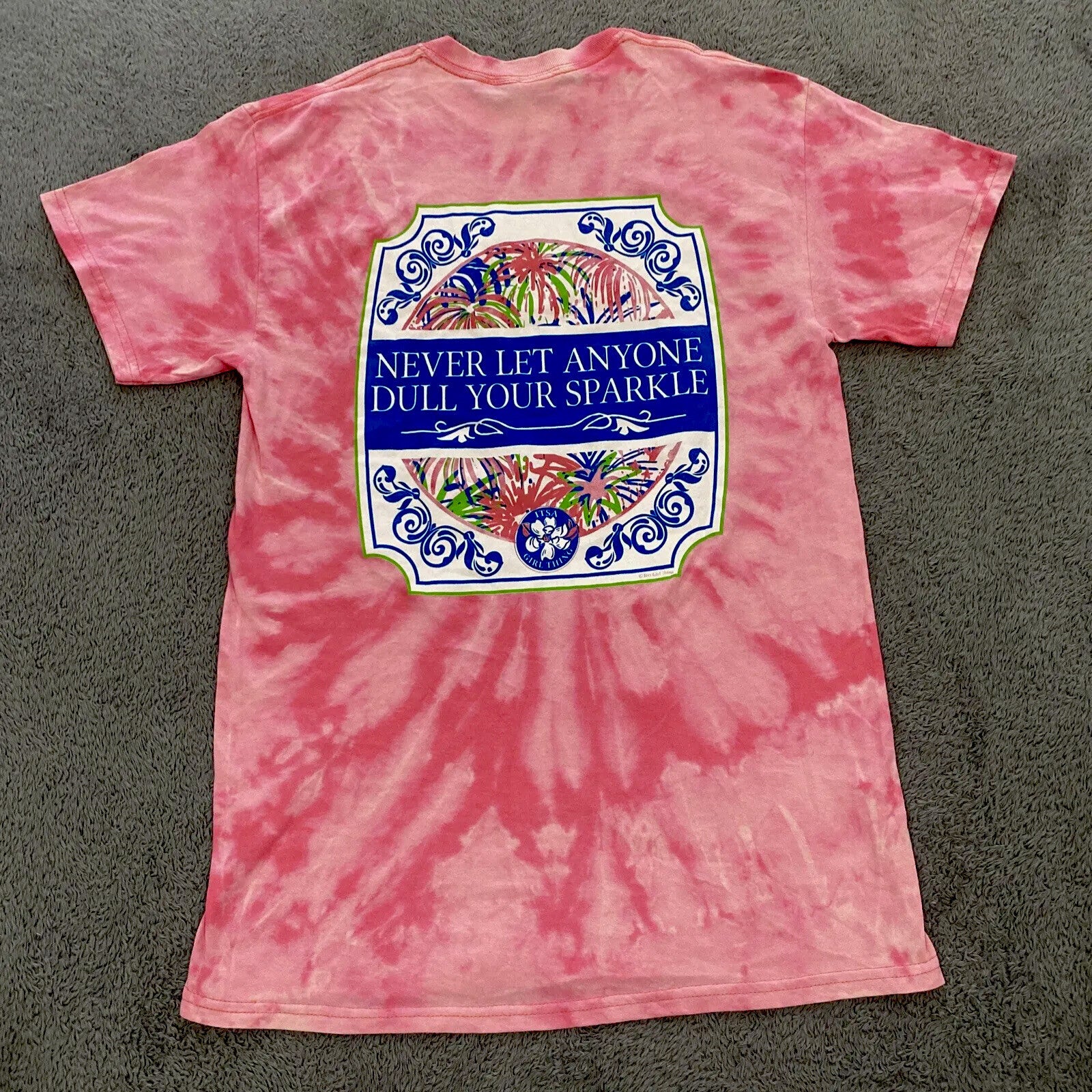 Itsa Girl Thing Women's Medium T-Shirt Pink & white Tye-Dye Spiral