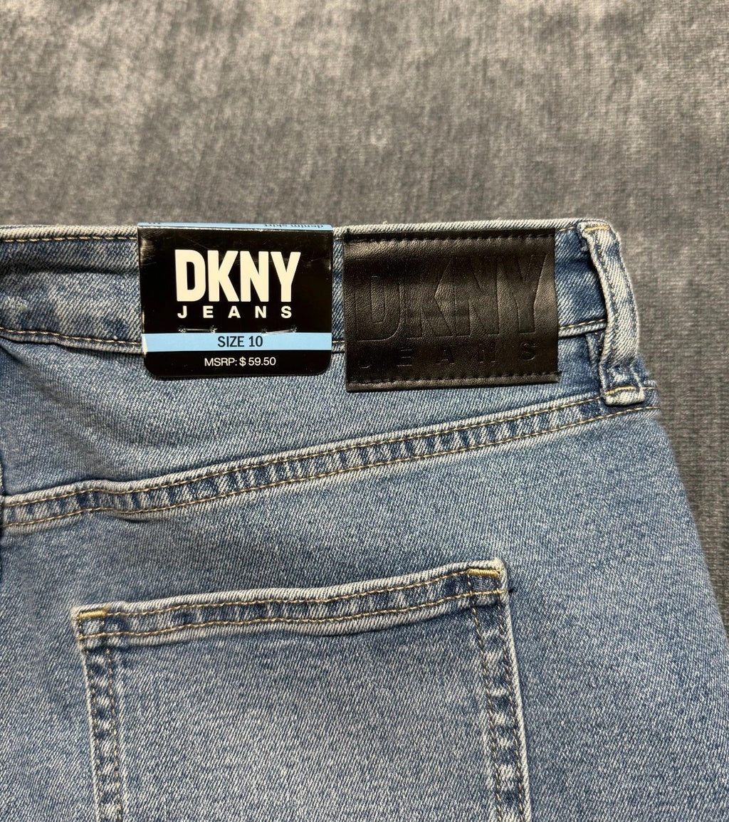 NWT DKNY Mid-Rise Pencil Skirt Women's 10 Blue Denim 5-Pocket Comfort Stretch