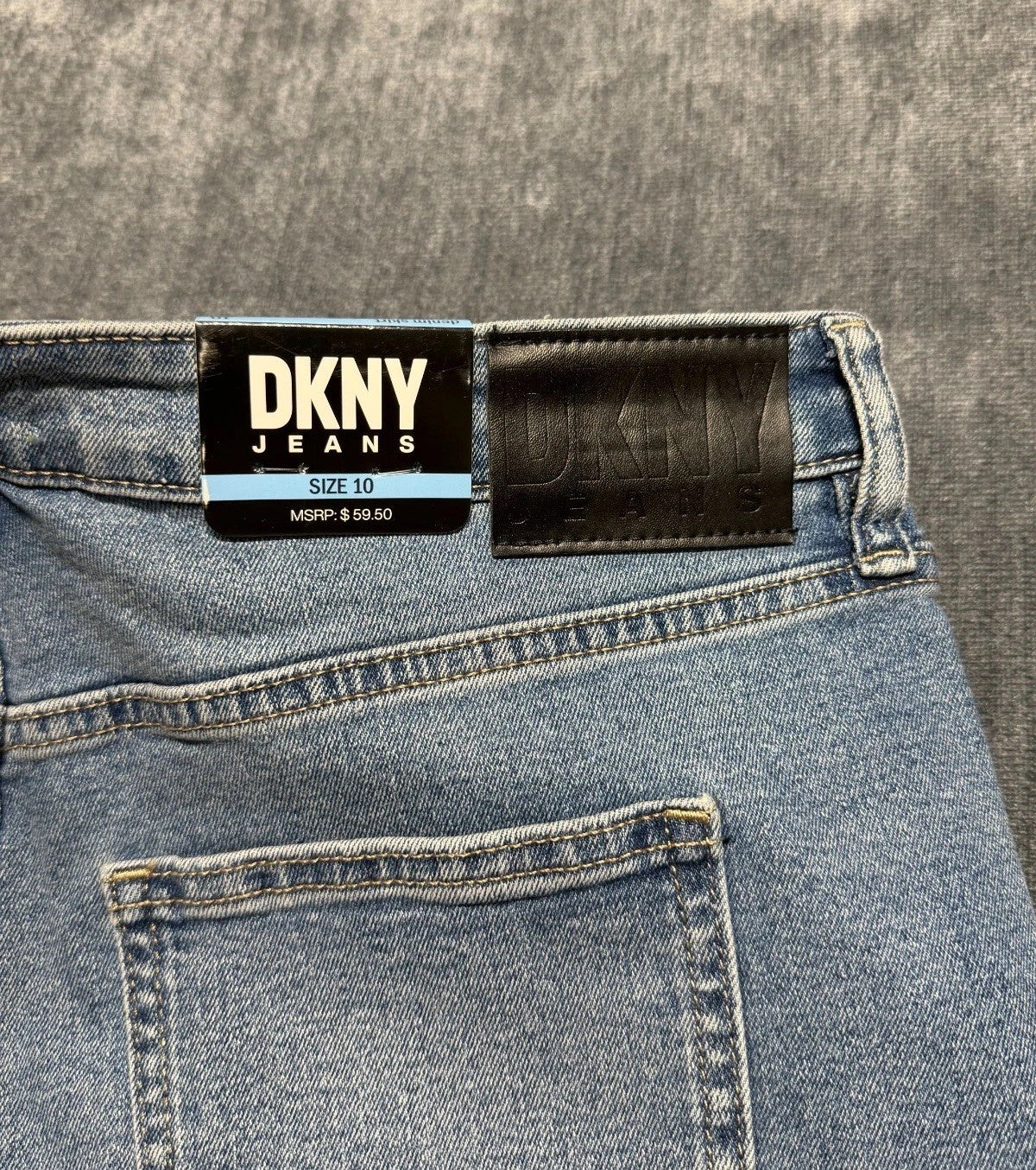 NWT DKNY Mid-Rise Pencil Skirt Women's 10 Blue Denim 5-Pocket Comfort Stretch