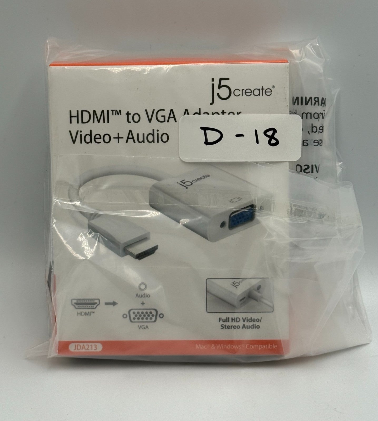 New J5create JDA213 White HDMI to VGA Adapter Video Audio Converter Mac Windows