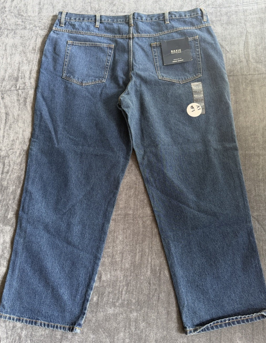 Basic Editions Regular Fit Men’s 46W X 32L Denim Blue Dark Jeans Classic NWT