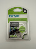 NEW Dymo D1 Flexible Nylon Label Tape Black on White S0718040 - 12mm 1/2" x 12ft