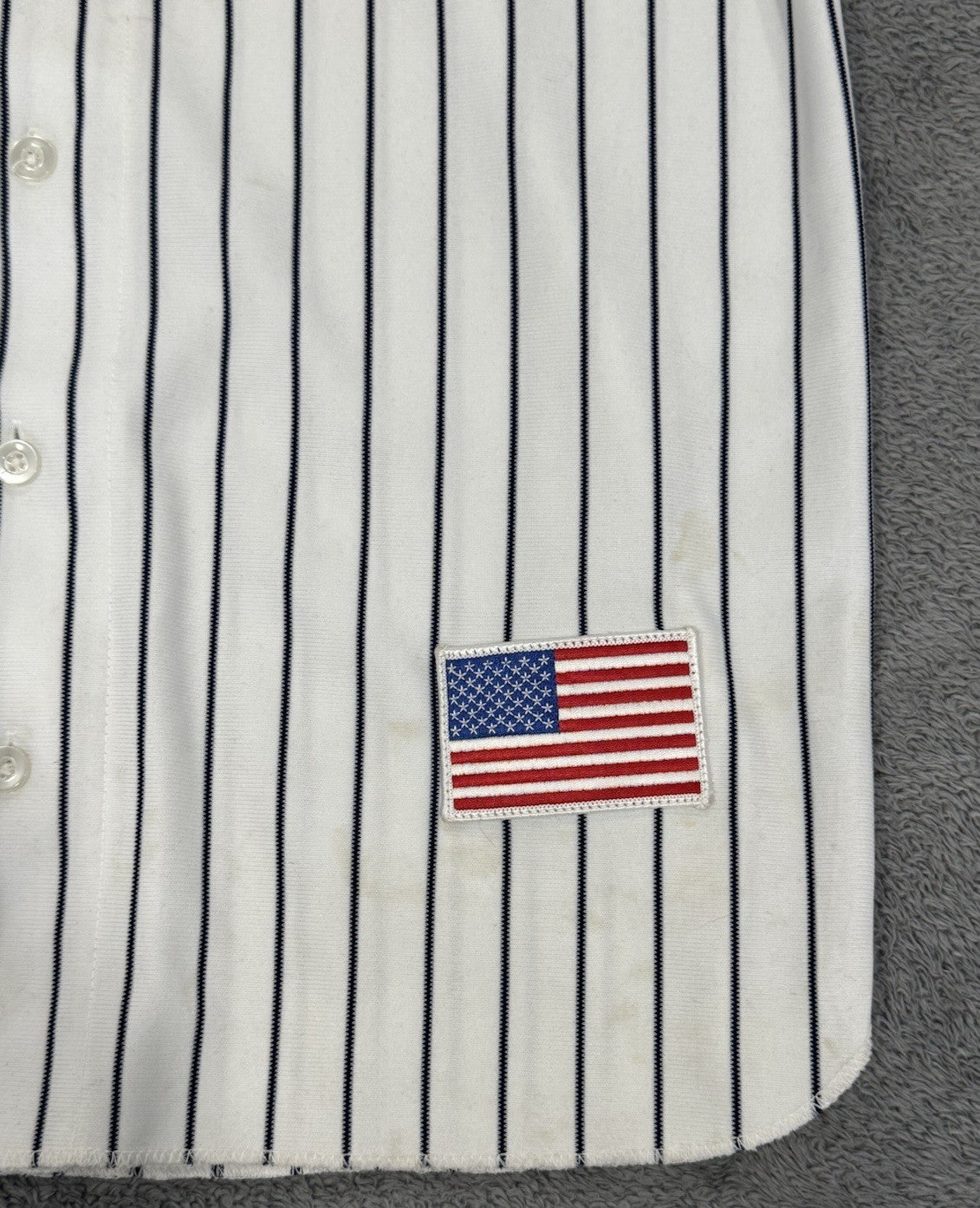 Vintage Athletic Knit SIEMPRE RICO DECHAMP Pinstripes Baseball Jersey Men Size L