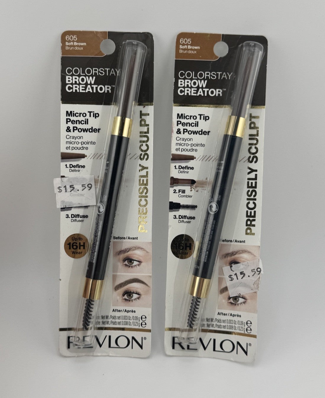 Lot Of (2) Revlon Colorstay Brow Creator Micro Tip Pencil | 605 - Soft Brown