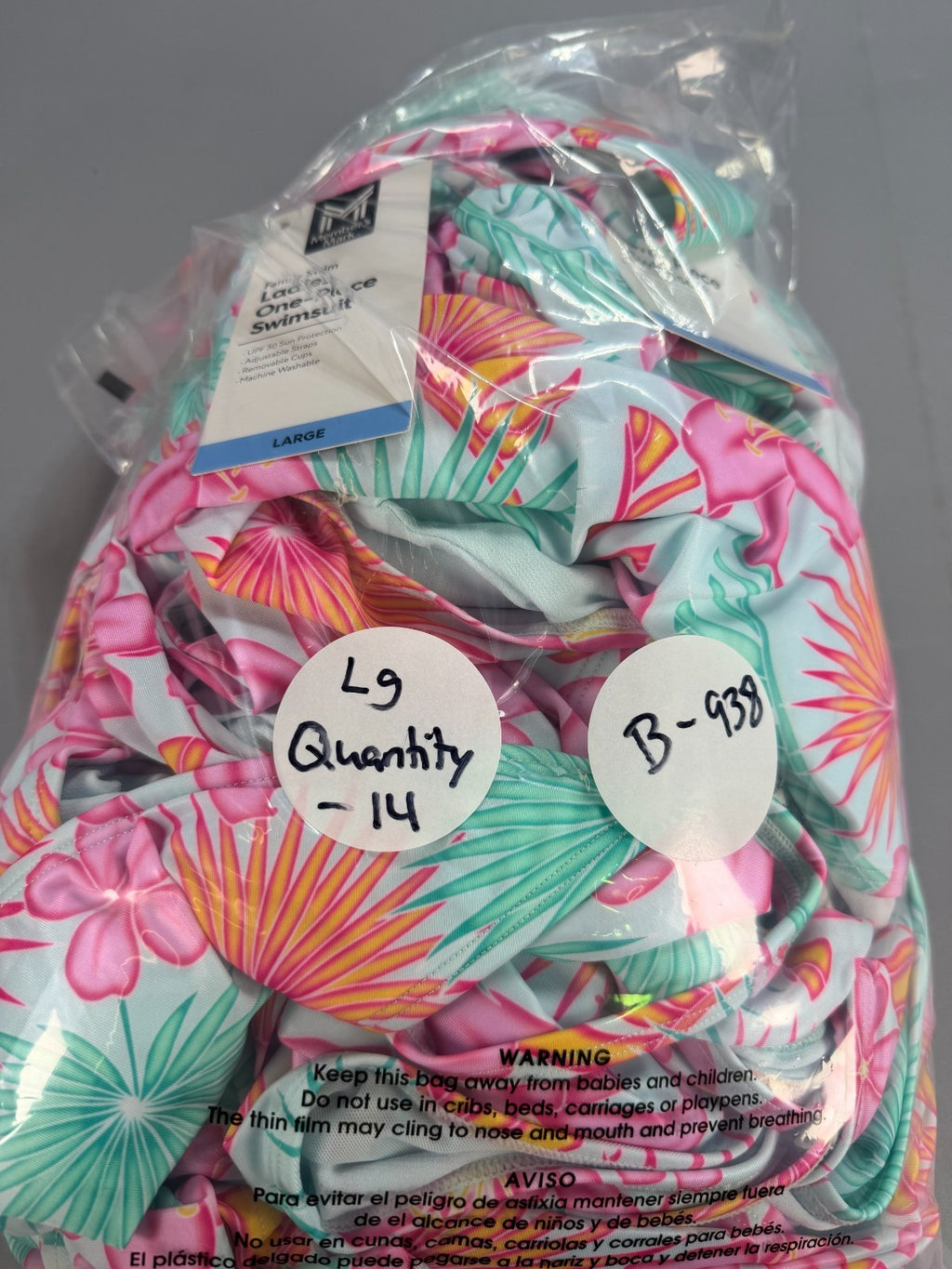 Member's Mark Adjustable Strap One-Piece Swimsuit Women Large Multicolor Floral