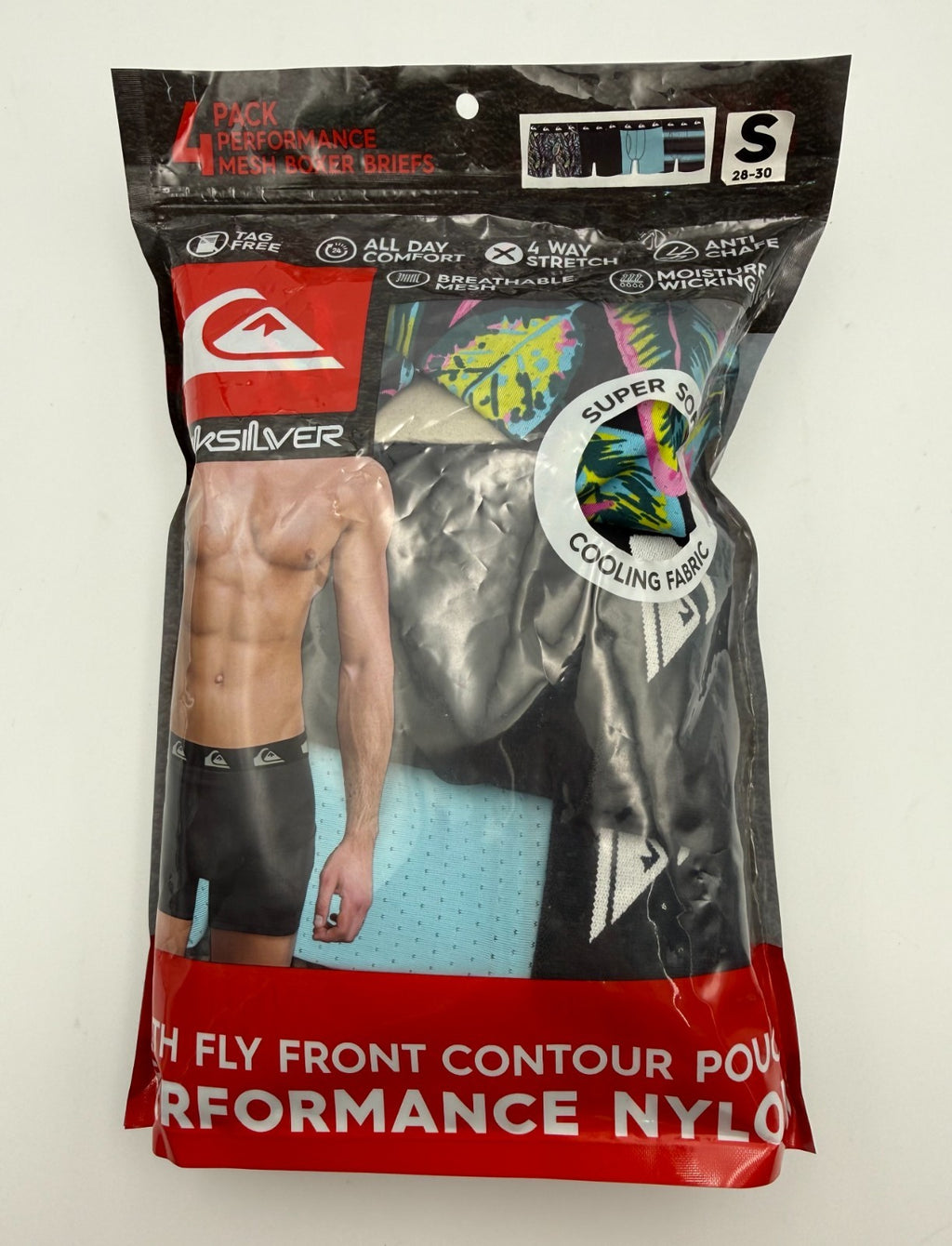 Quiksilver Mesh Boxer Brief Men Small Multi Stretch Performance Underwear 4-Pack