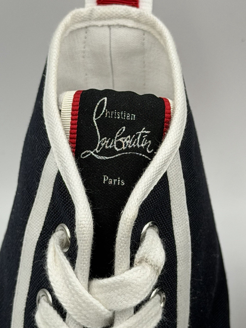Authentic Christian Louboutin Pedro Donna Canvas Sneakers Size 44.5 EU; 11.5 US