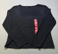 NWT Express Square Neck Top Women's XL Black Long Sleeve Regular Fit Casual Wear