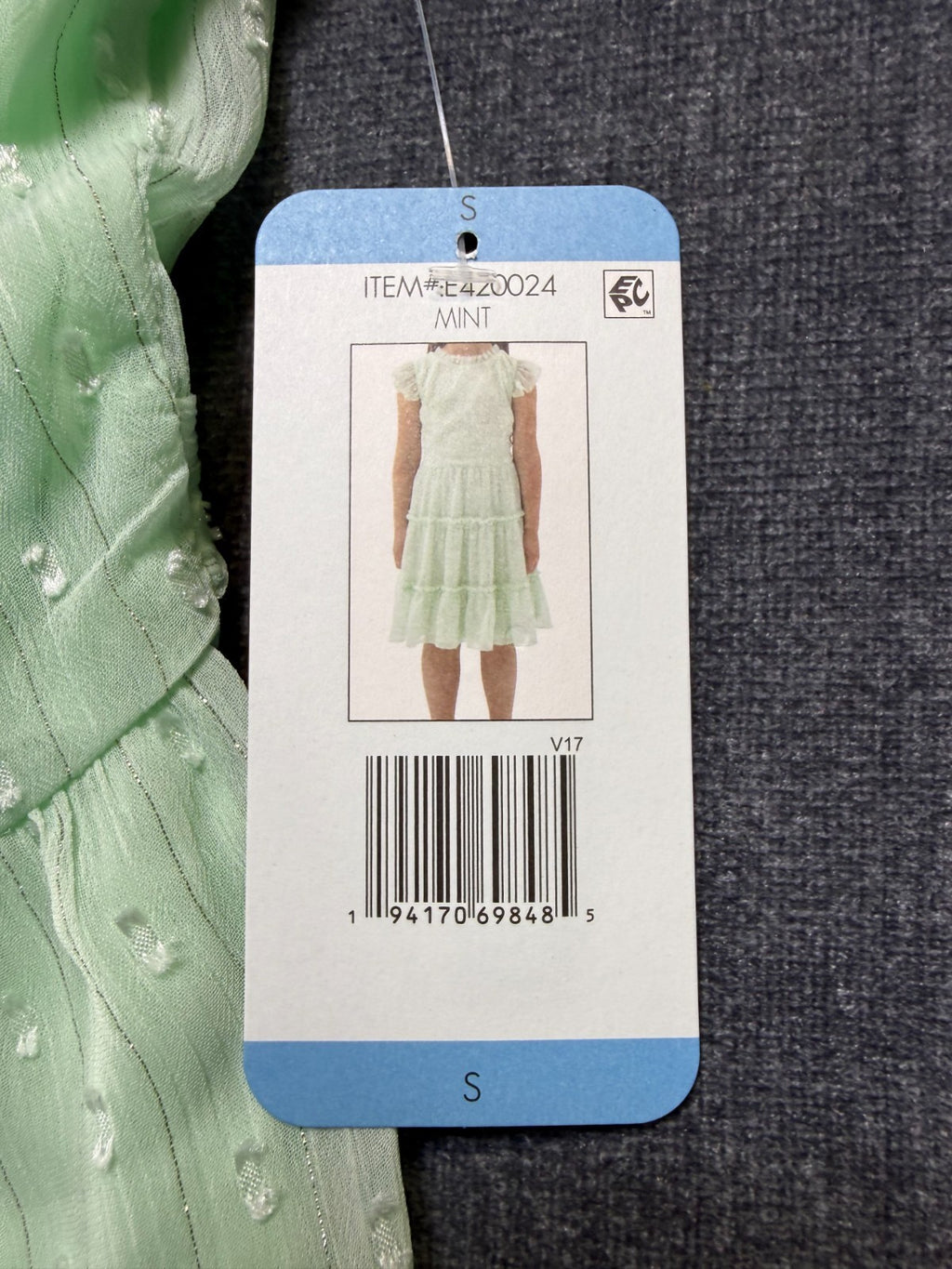 Rare Editions Chiffon Ruffled Sleeve Lined Skirt Dress Girls Small Mint Green