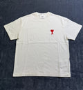 NWT AMI Paris Ami de Cœur T-Shirt Men's 2XS White Logo Embroidered Short Sleeve