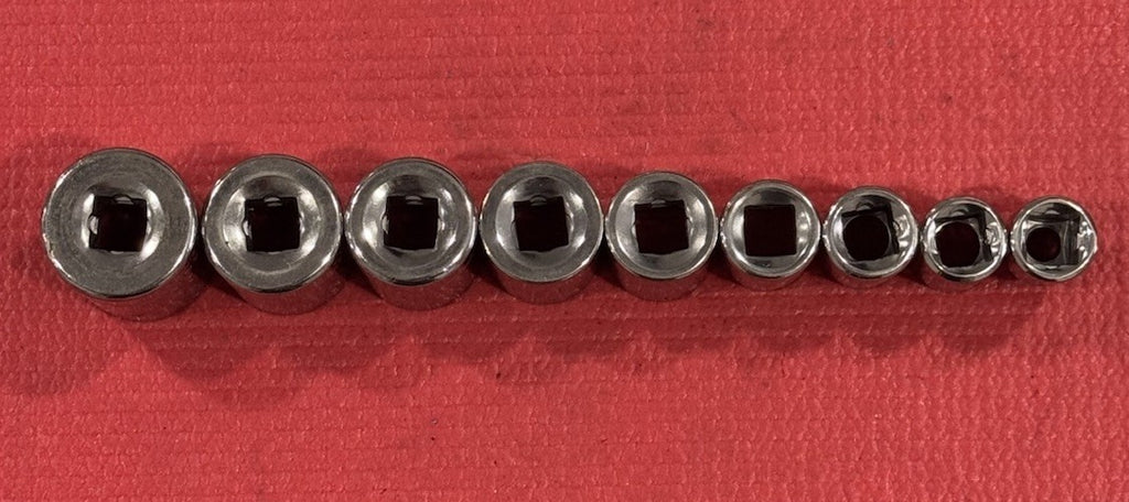 Vintage Craftsman 9pc Set 3/8" Drive 12PT SAE Shallow Socket Set Made In USA