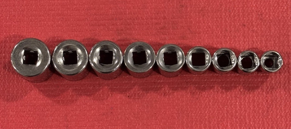 Vintage Craftsman 9pc Set 3/8" Drive 12PT SAE Shallow Socket Set Made In USA