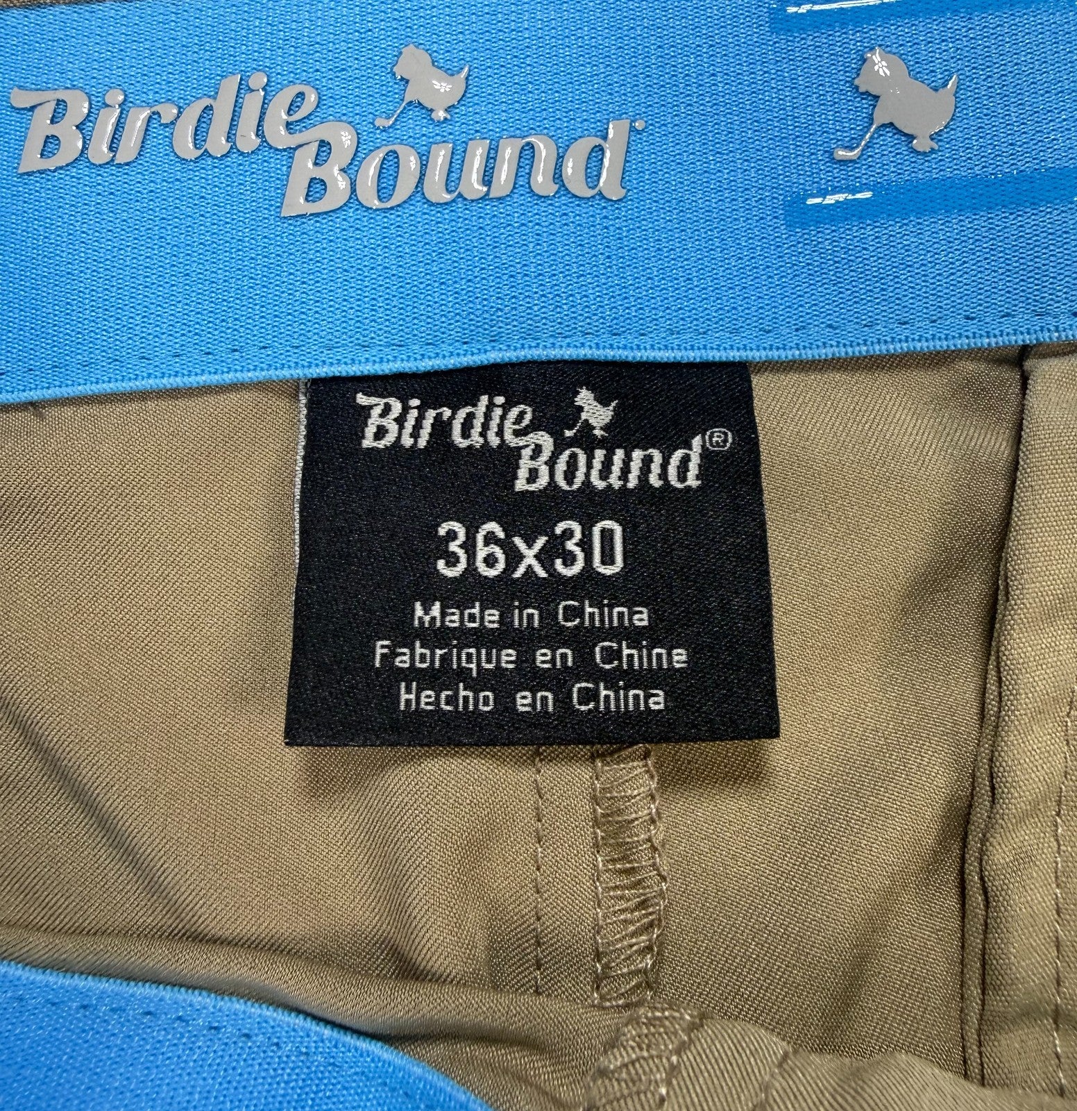 NWT Birdie Bound Golf Pants Men's 36X30 Beige Flat Front Lightweight Performance