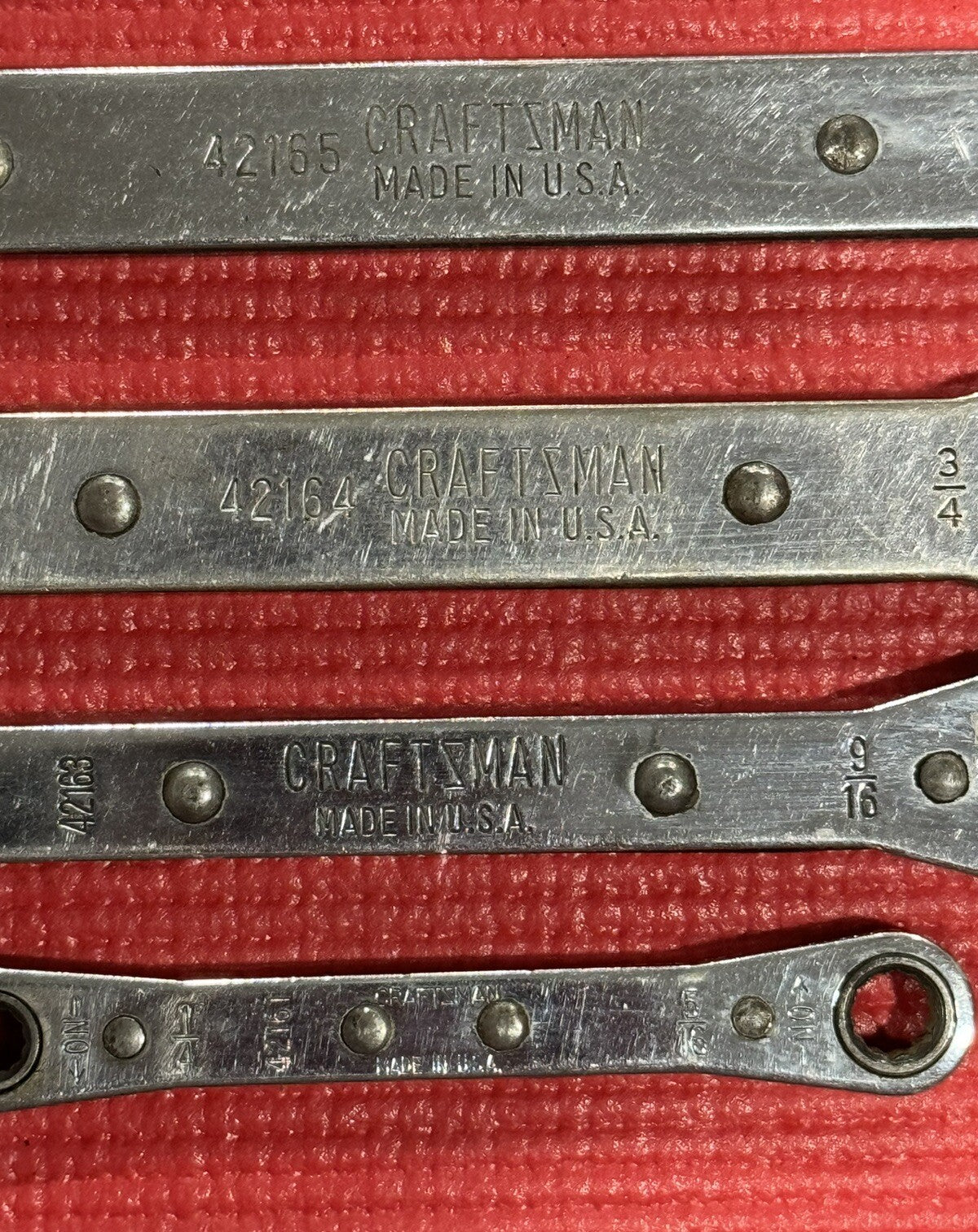 Craftsman 4 Pc Set SAE Ratcheting Box End Wrench Set 12 Point Made In USA
