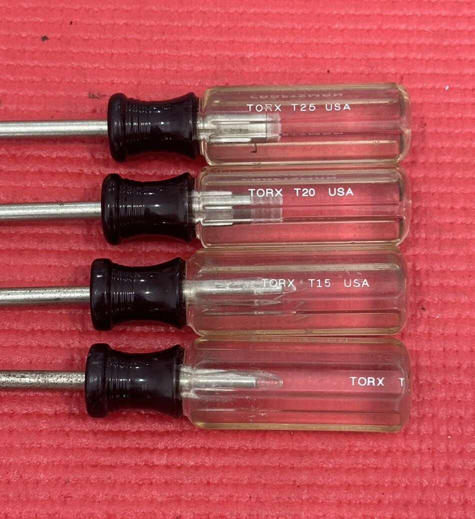Vintage Craftsman 4 Pc Set WF Torx Screwdrivers T25, T20, T15, T10 MADE IN USA