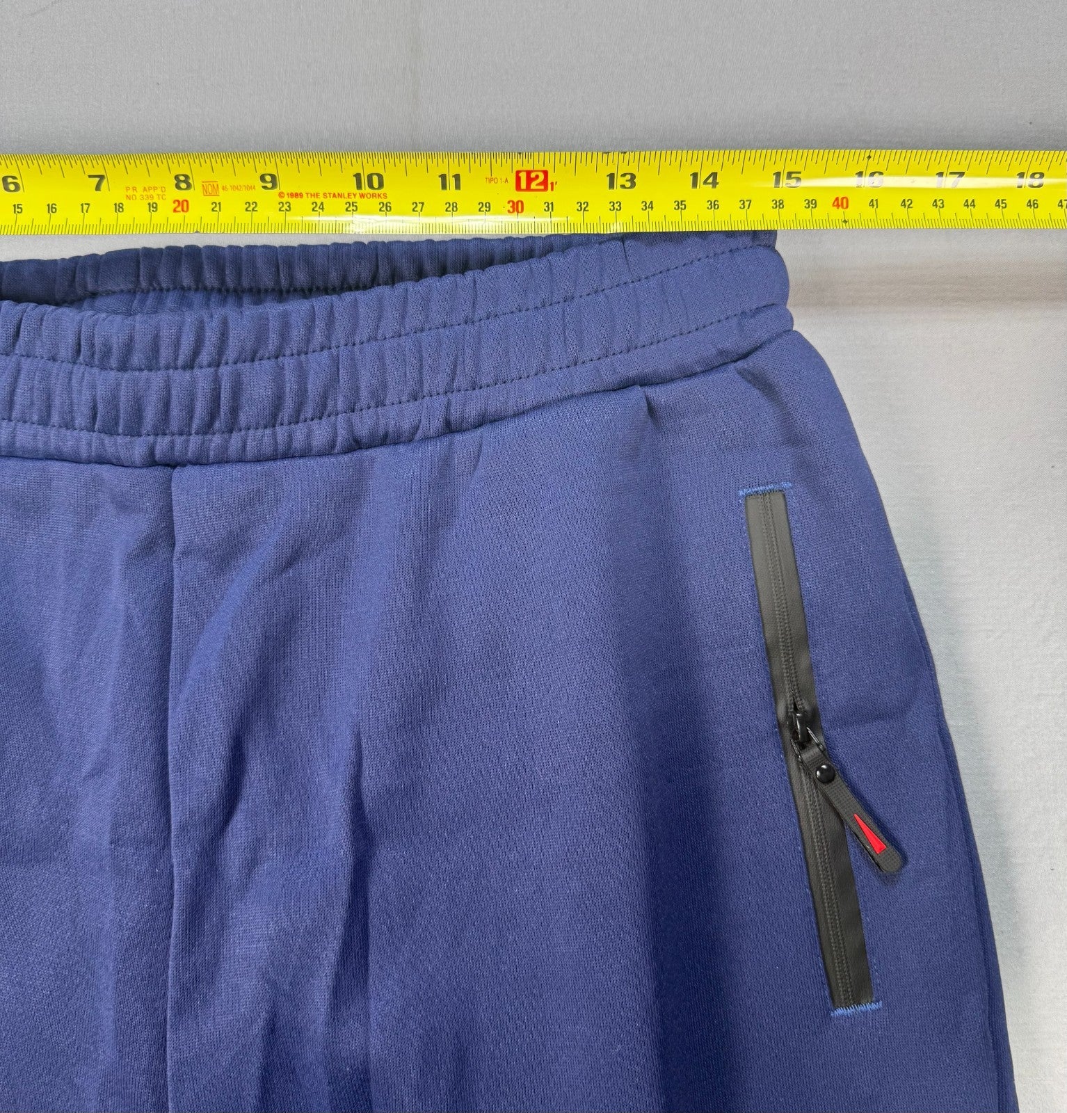 Men's Athletic Joggers Large Blue Zipper Pockets Gym Track Pants 100% Polyester