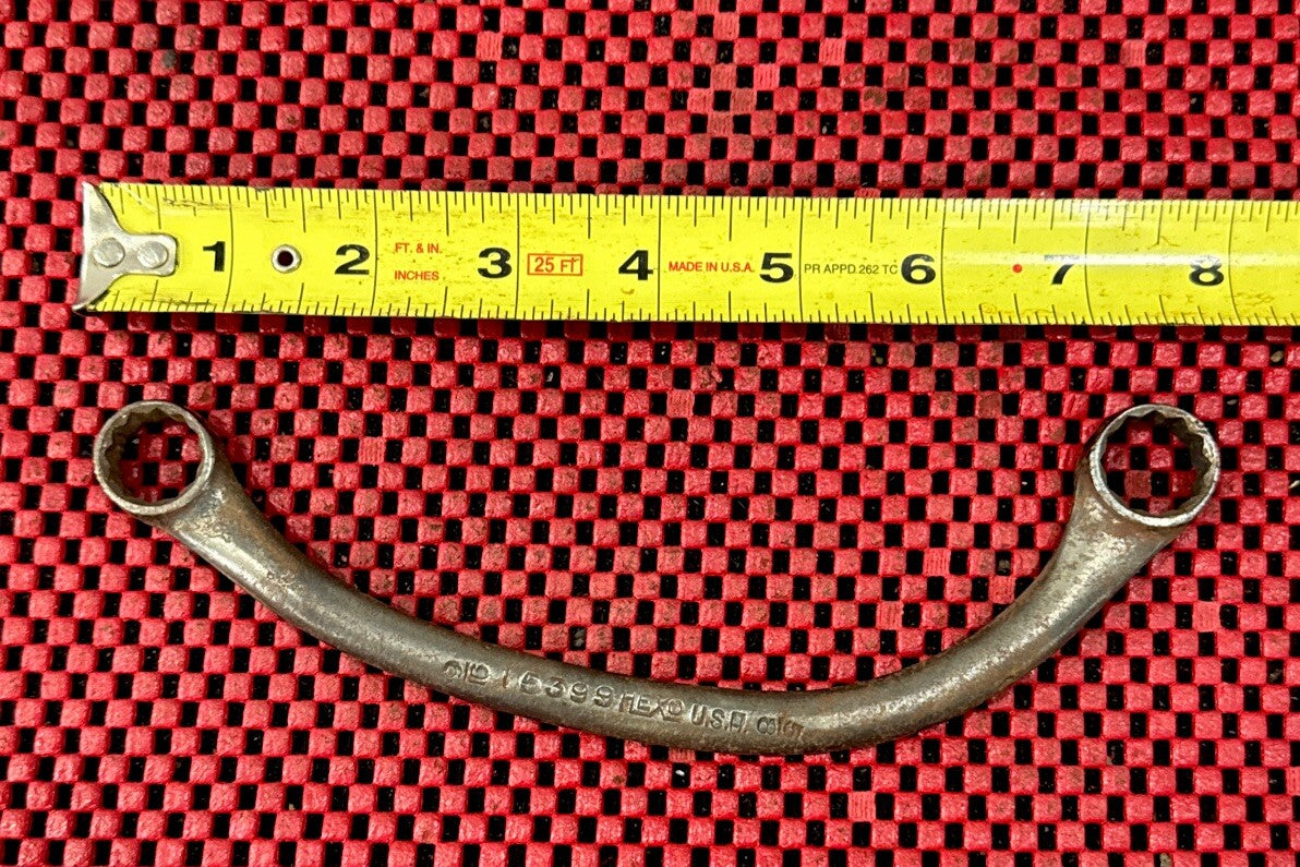 Vintage HEXO Tools 15399 Double Box Obstruction Wrench Curved 9/16” X 5/8” USA