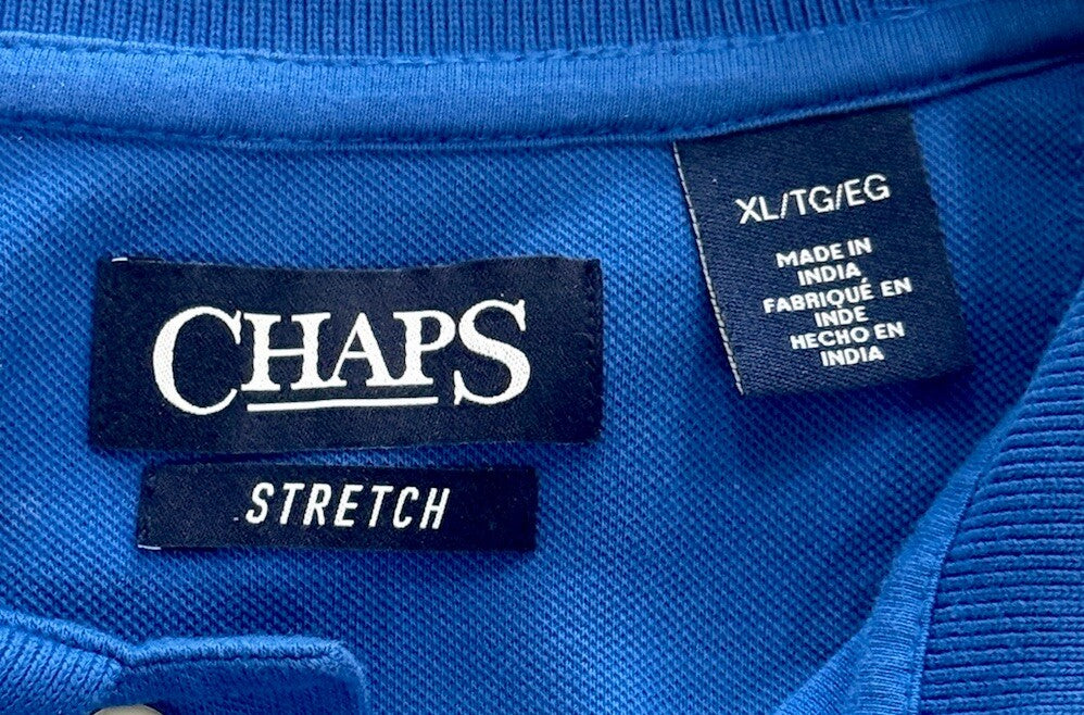 Chaps Men's Size XL Stretch Short Sleeve Blue Polo Shirt Excellent