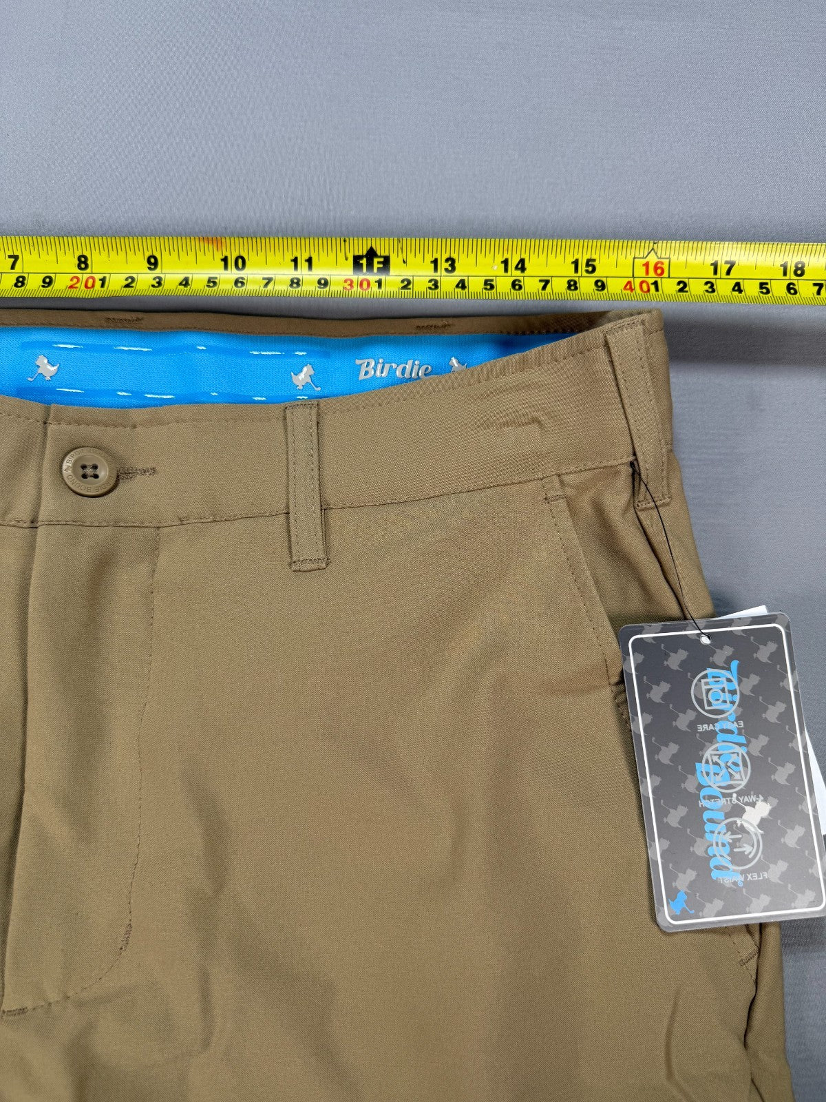 NWT Birdie Bound Golf Pants Men's 32X32 Beige Flat Front Lightweight Performance