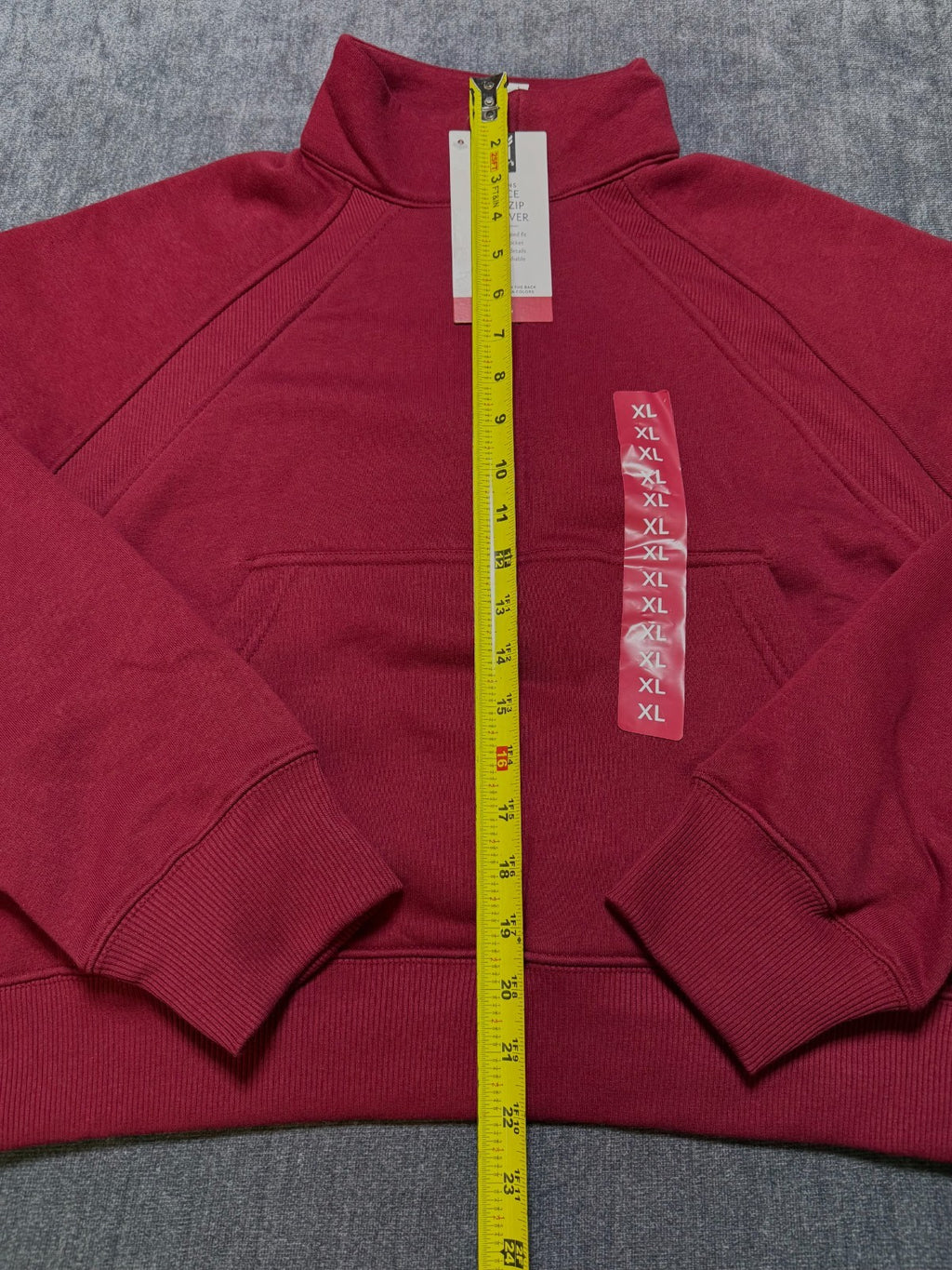 NWT Member's Mark Fleece Half-Zip Pullover Sweatshirts Womens XL Red Long Sleeve