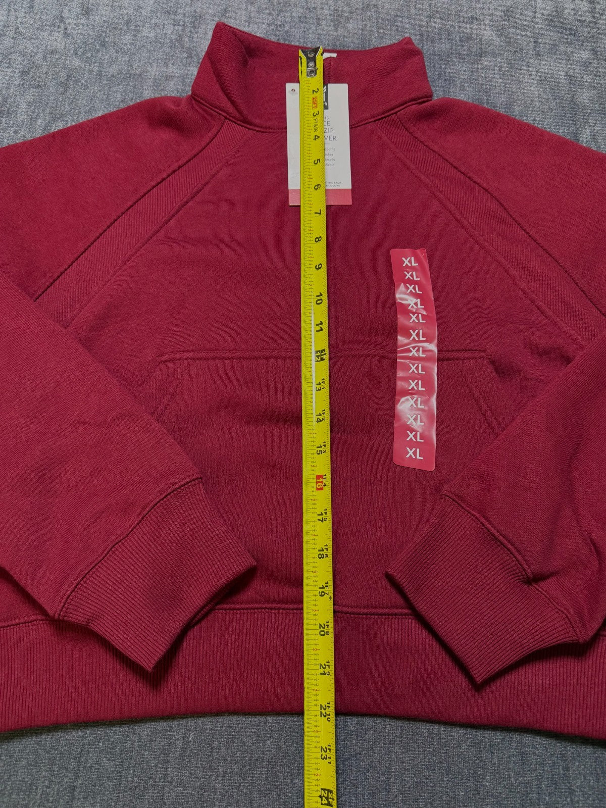 NWT Member's Mark Fleece Half-Zip Pullover Sweatshirts Womens XL Red Long Sleeve