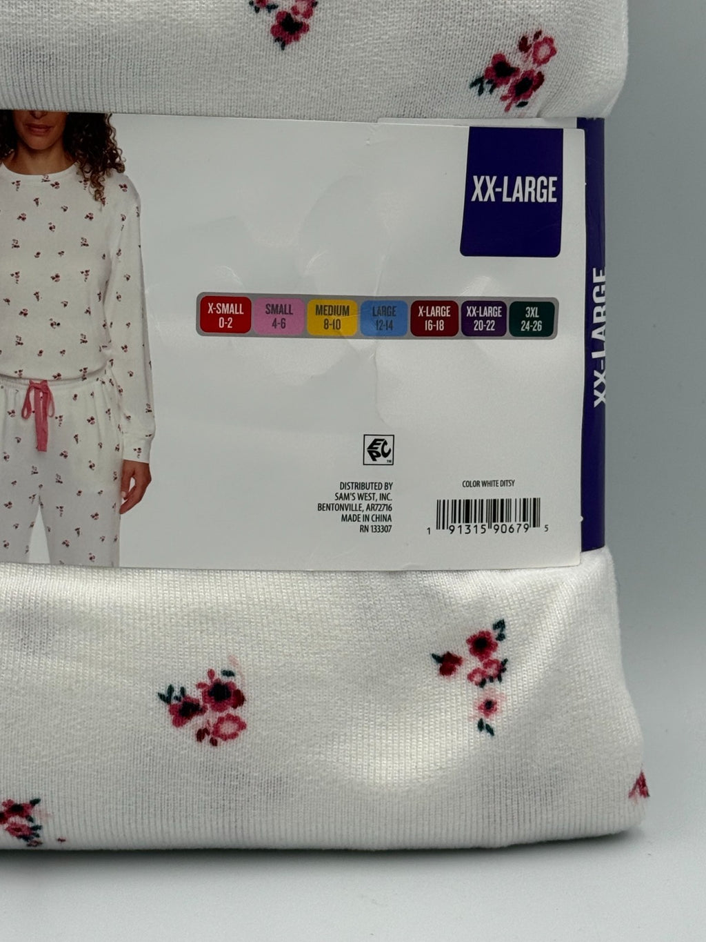 NWT Loft 2-Piece Pajama Set Women's 2XL White Floral Long Sleeve Comfort Cozy