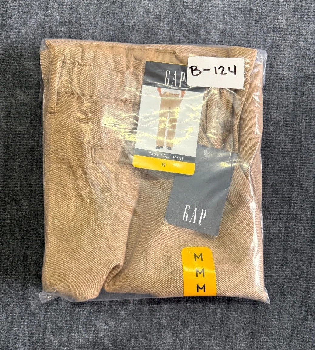 NWT Gap Easy Twill Pant Women's Medium Beige Straight Leg Elastic Waist Pull-On