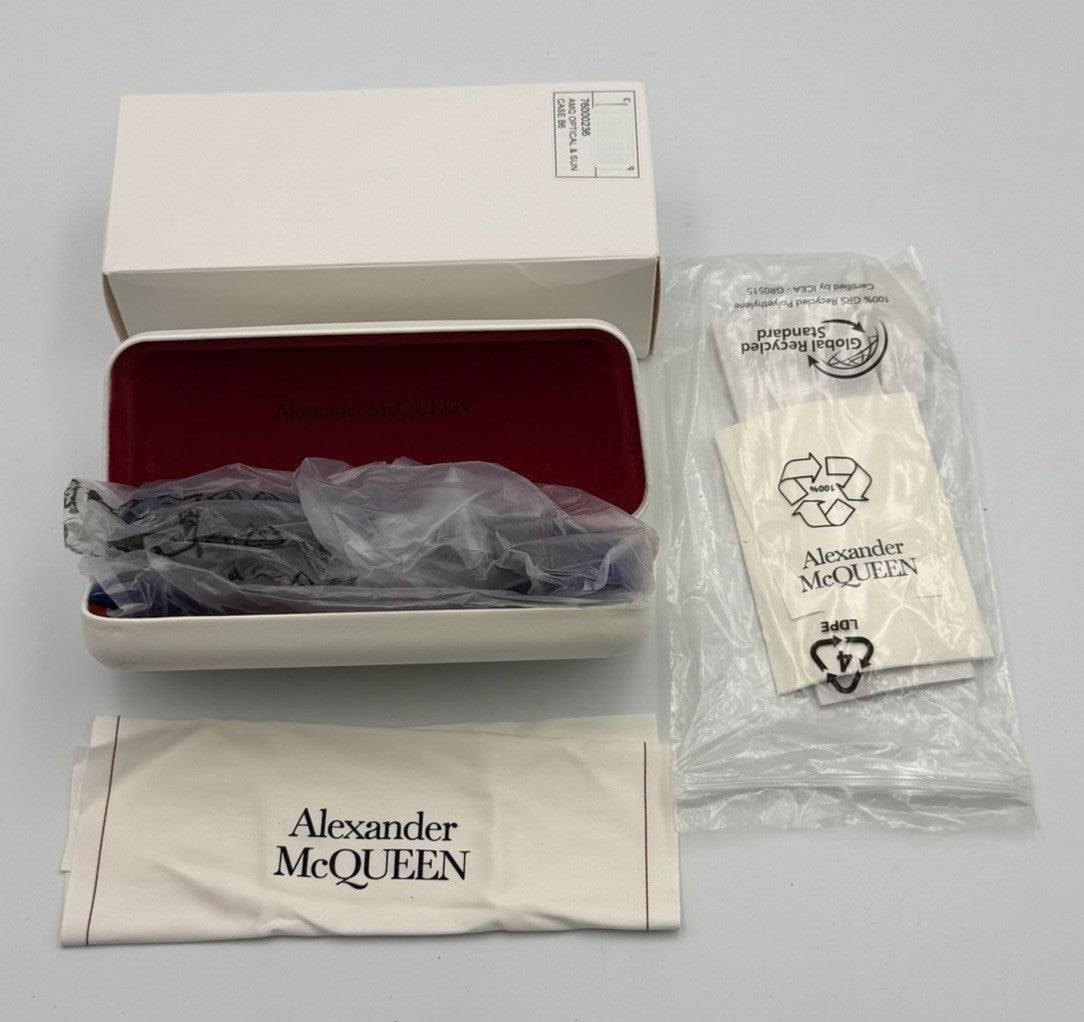 Alexander McQueen 76000236 Blue Rectangular Sunglasses Bold Logo Unisex Italy