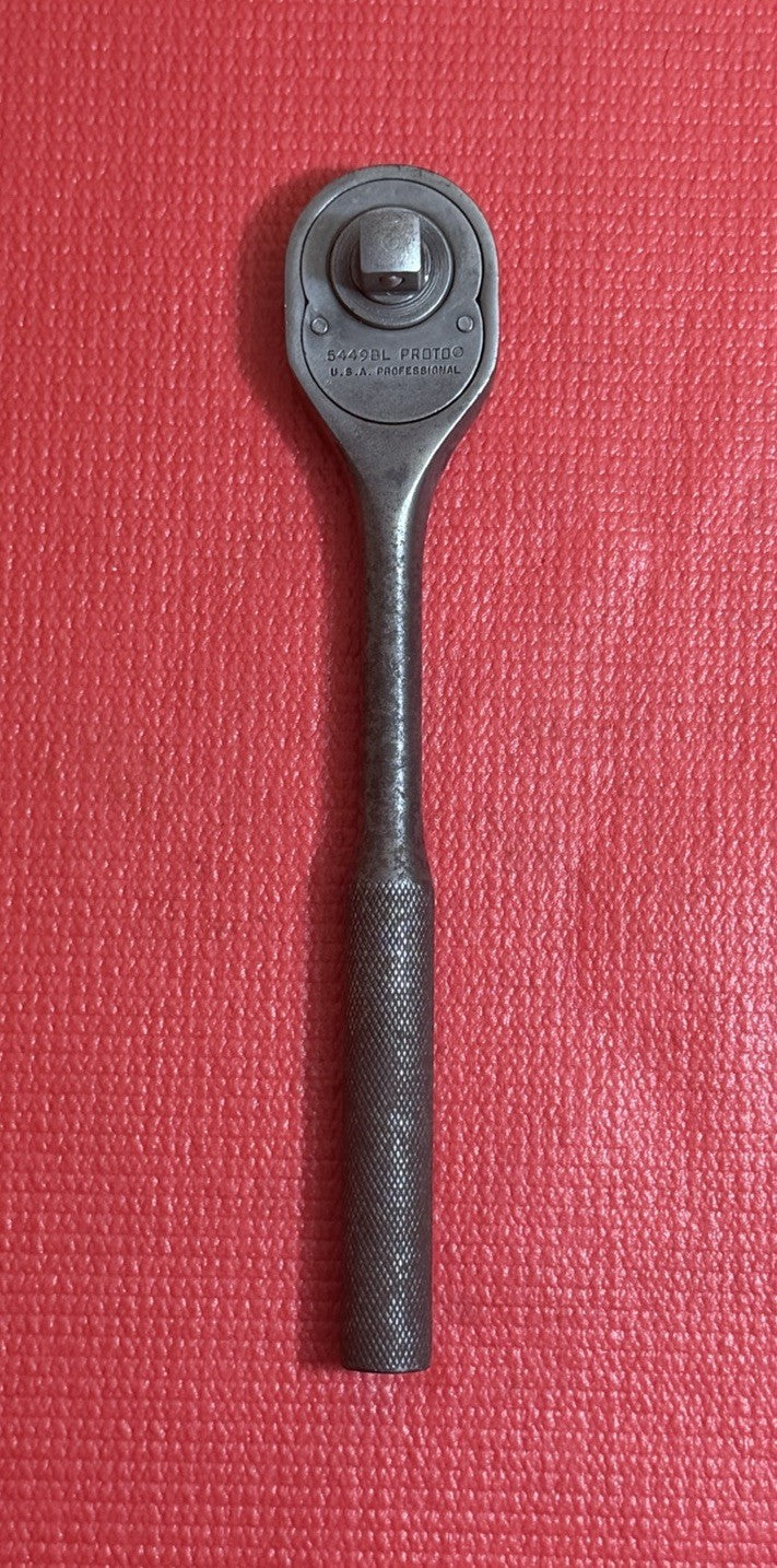 Vintage PROTO PROFESSIONAL TOOLS 5449BL BLACK OXIDE 1/2"Drive Ratchet Wrench USA