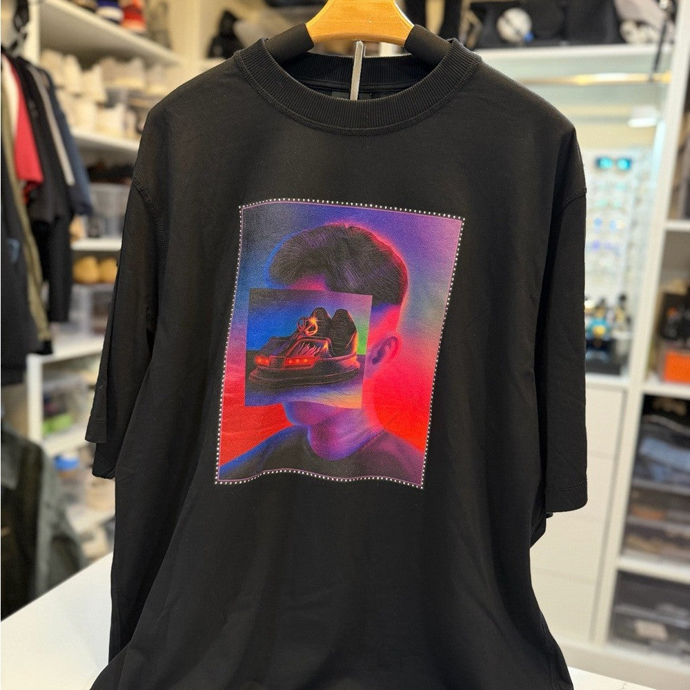Marcelo Burlon - Rhinestone Stylish Black Graphic Tee
