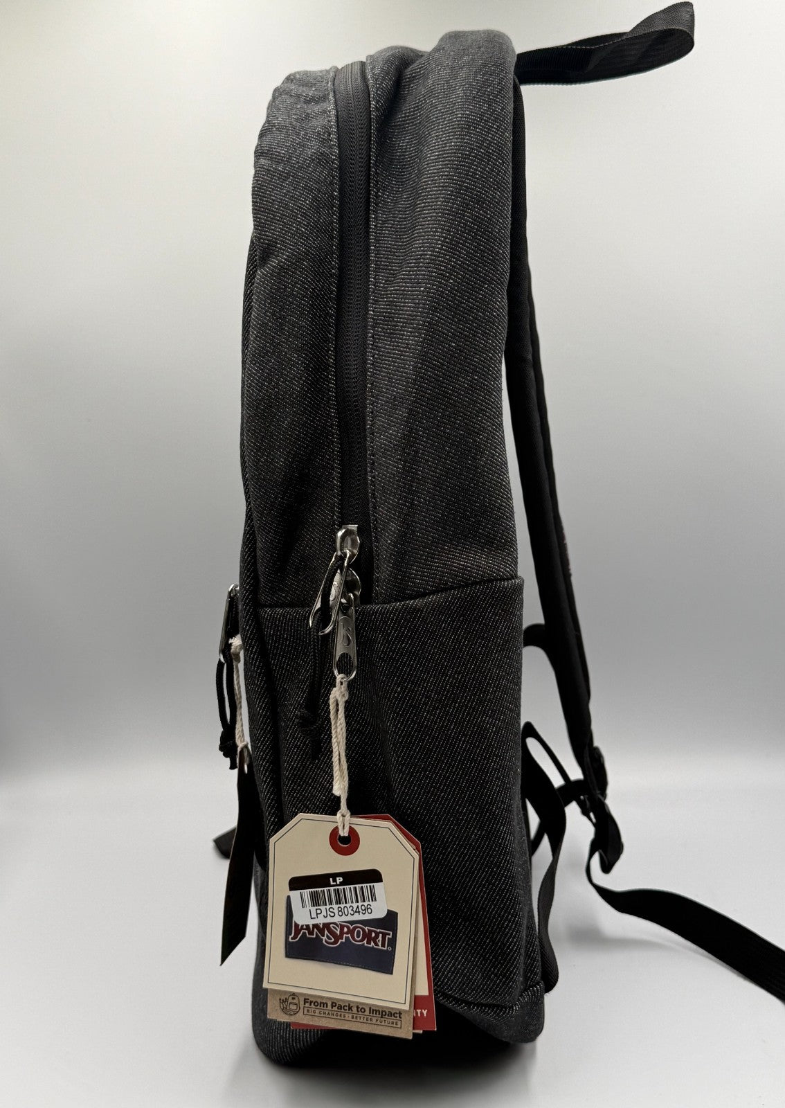 NWT JanSport Cross Town Plus Remix Black Denim Backpack 15" Laptop School Bag