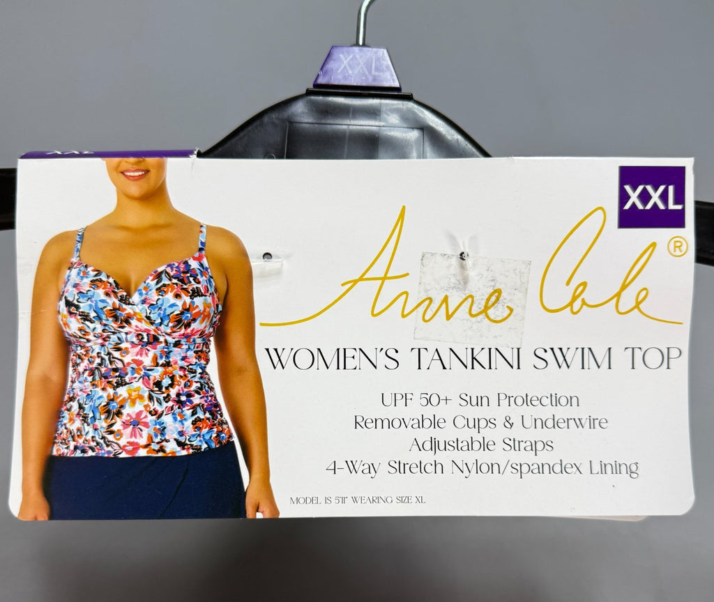 Anne Cole Limited Edition Tankini Swim Top Women's 2XL Multicolor Floral Preppy