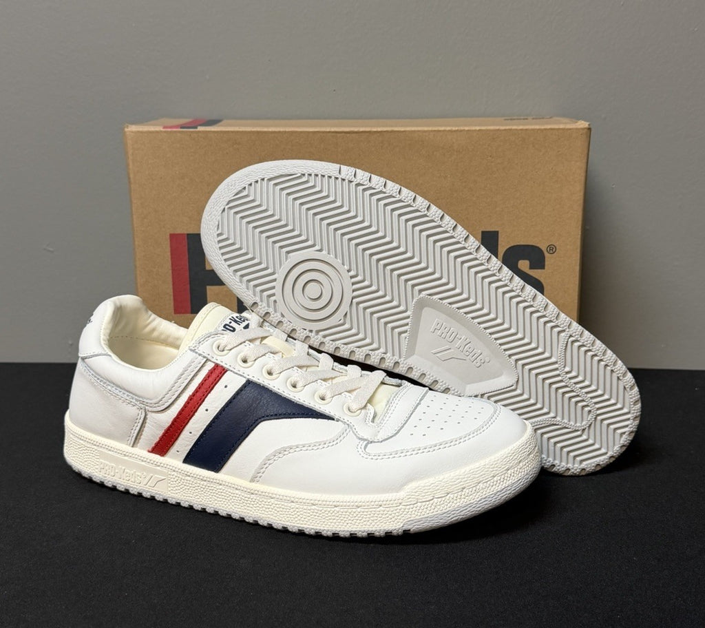 Pro-Keds Skyhawk Men's Size 9.5 (M) White/Blue/Red Low Top Leather Sneakers NWT