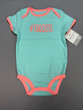 Carter's "#Toocute" Slogan Bodysuit Baby Girls 9 Months Blue Pink Short Sleeve