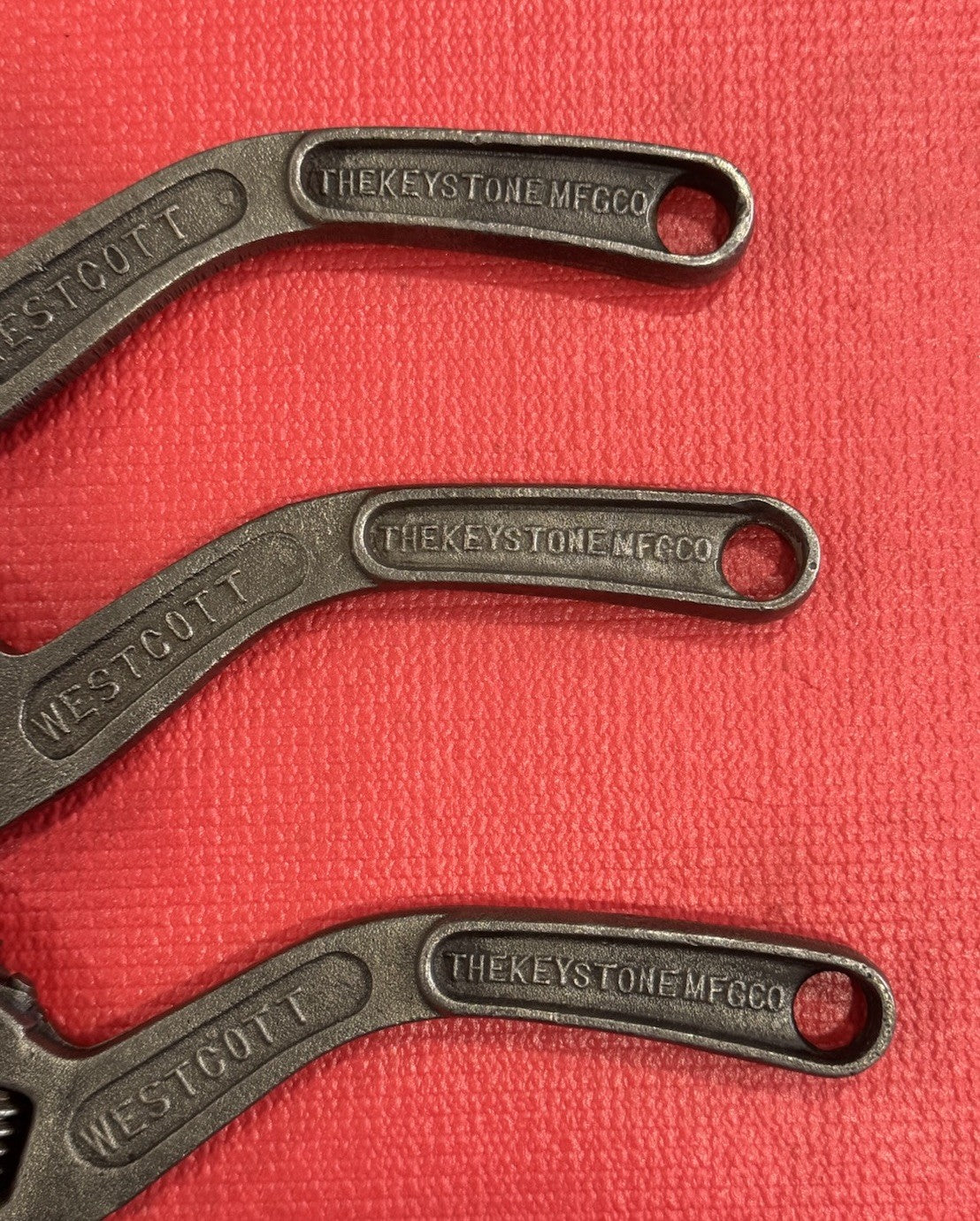 Westcott 10” No. 80 Adjustable Wrench Curved Handle Keystone MFG Buffalo 3pc Lot