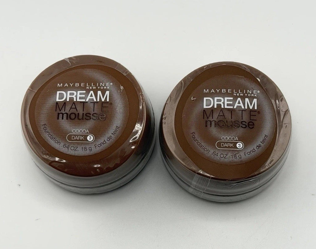 Lot of 2 Maybelline Dream Matte Mousse Foundation COCOA Dark 3 NEW SEALED .64 oz