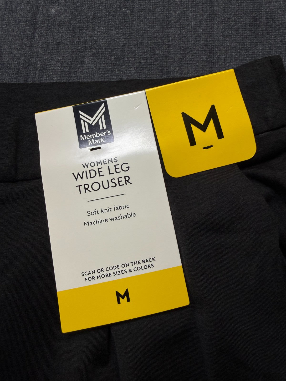NWT Member's Mark Wide Leg Trouser Women Medium Black Slash Pockets Casual Wear