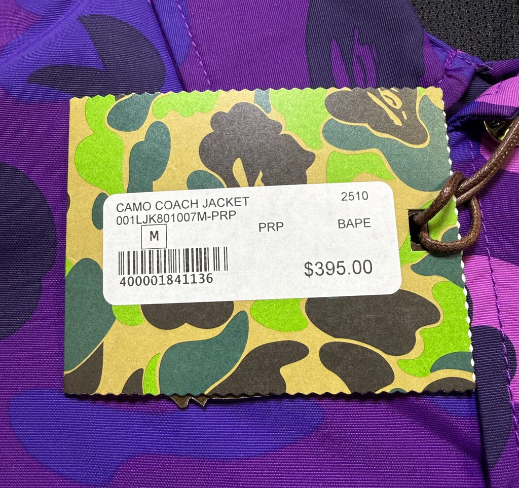 A Bathing Ape Camo Coach Jacket Men's Medium Pink Purple Long Sleeve Casual Wear