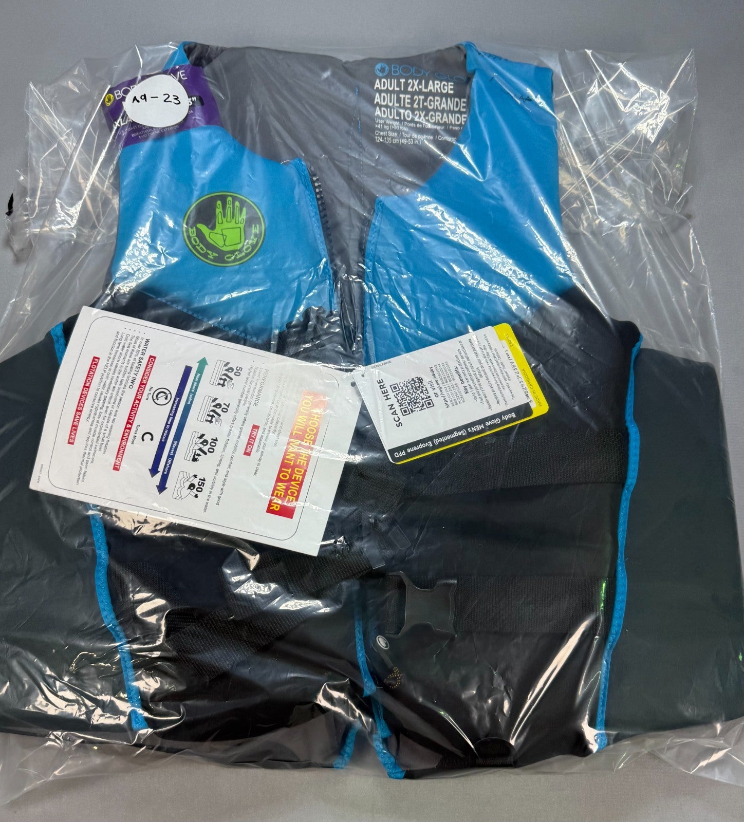 NWT Body Glove Segmented PFD Life Jacket Men's 2XL Blue & Black Lightweight