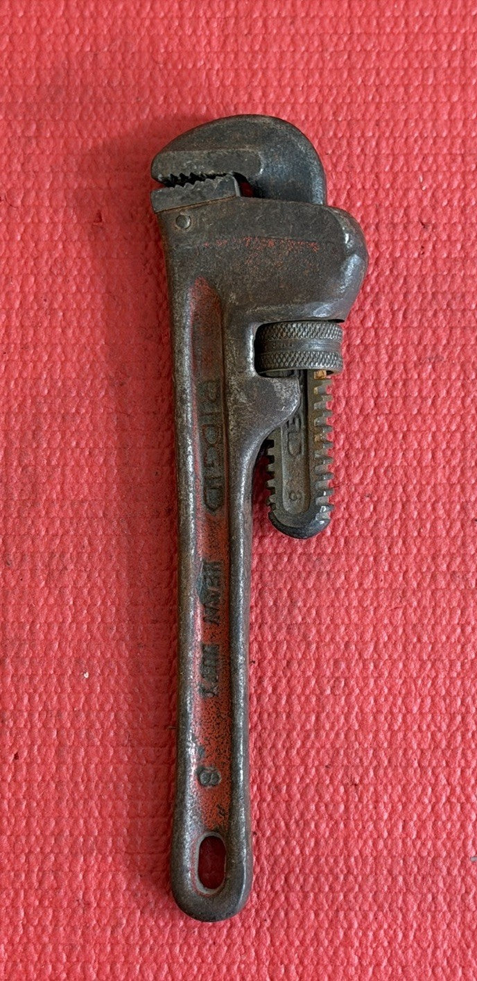 Vintage RIDGID Heavy Duty 8” Pipe Wrench - Made In Elyria Ohio USA