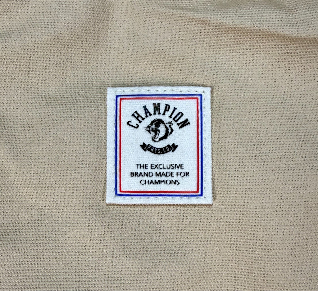 NWT Champion Canvas Duffel Bag Men's Large Tan Embroidered Logo Outdoor Gym