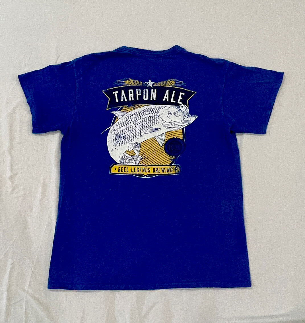 Reel Legends T Shirt Short Sleeve Mens Size M Medium Blue Tarpon Ale Logo B1