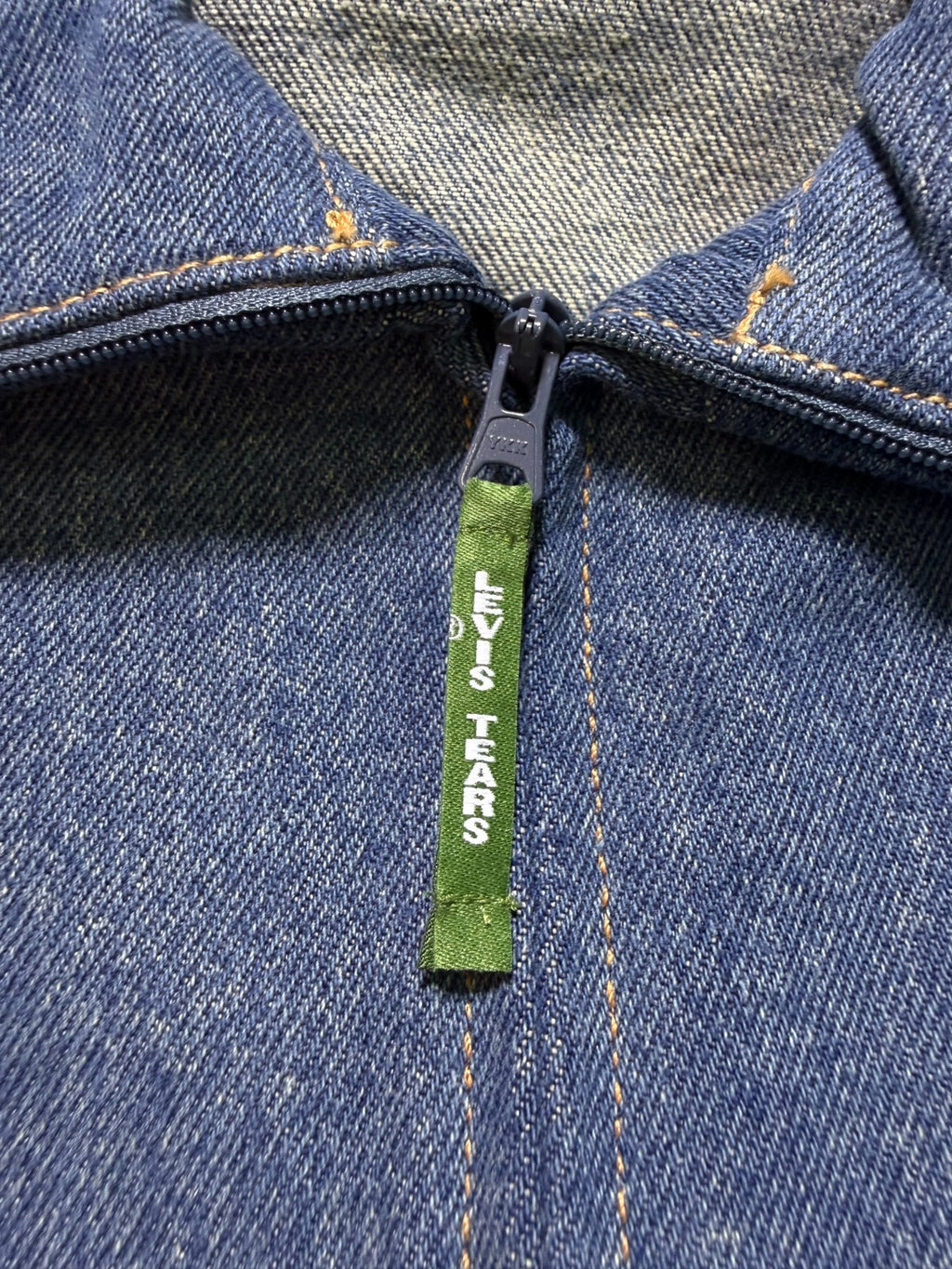NWT Levi's X Tears Denim Track Jacket Men Large Blue Full-Zip Collared Pockets