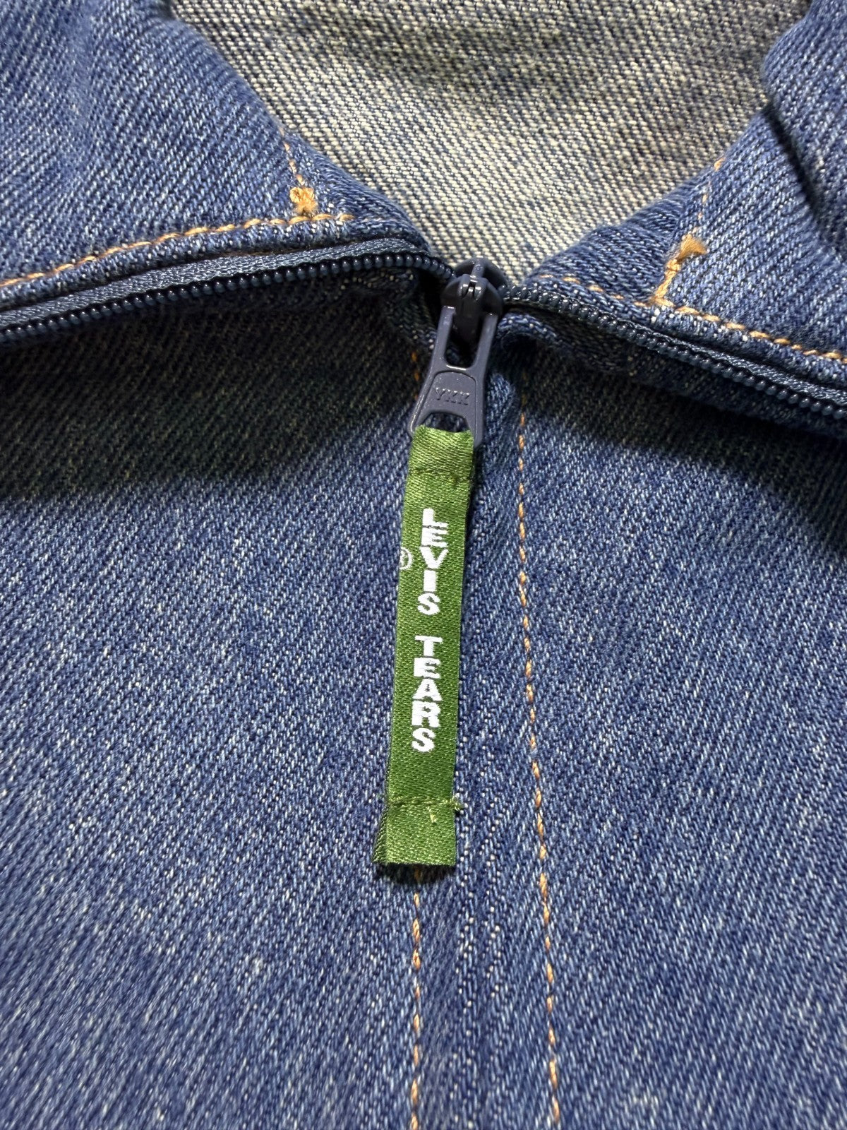 NWT Levi's X Tears Denim Track Jacket Men Large Blue Full-Zip Collared Pockets