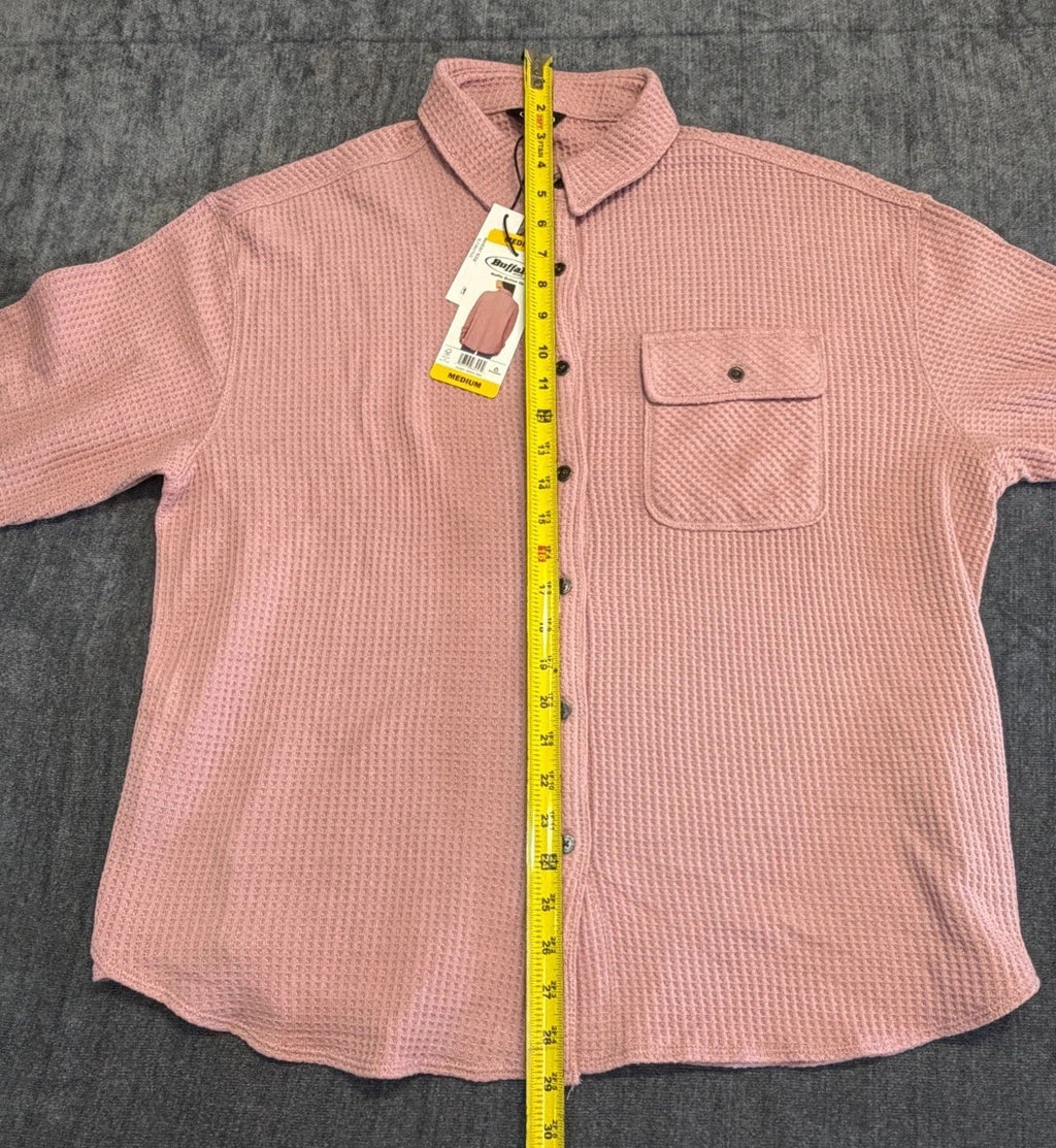 NWT Buffalo David Bitton Waffle Knit Button-UP Shirt Women's Medium Rose Pink