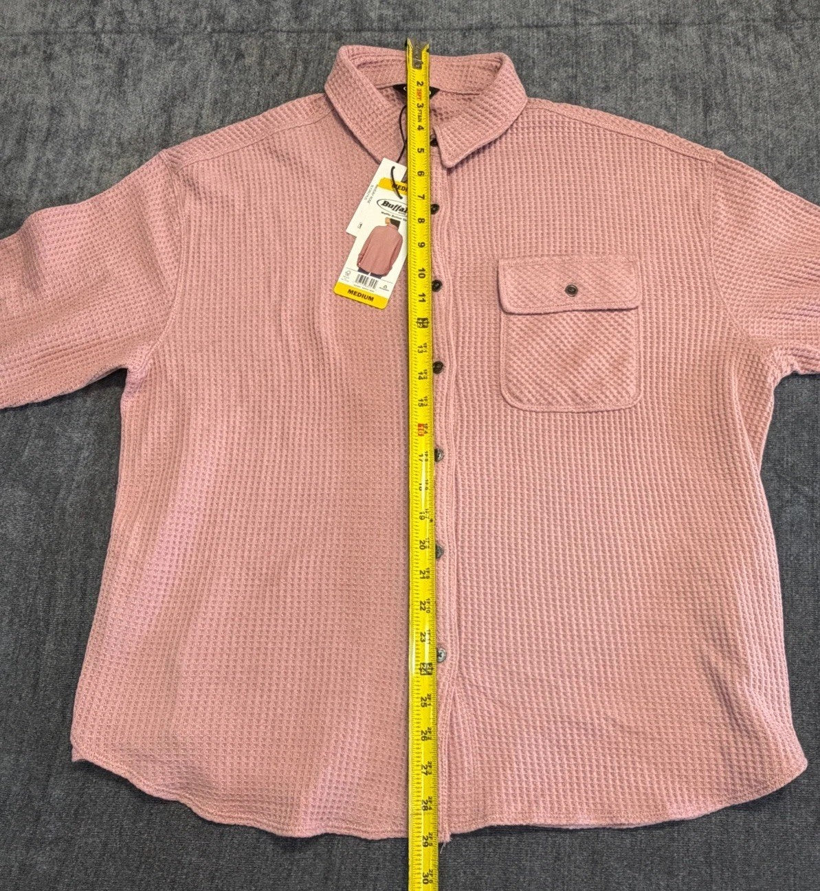 NWT Buffalo David Bitton Waffle Knit Button-UP Shirt Women's Medium Rose Pink